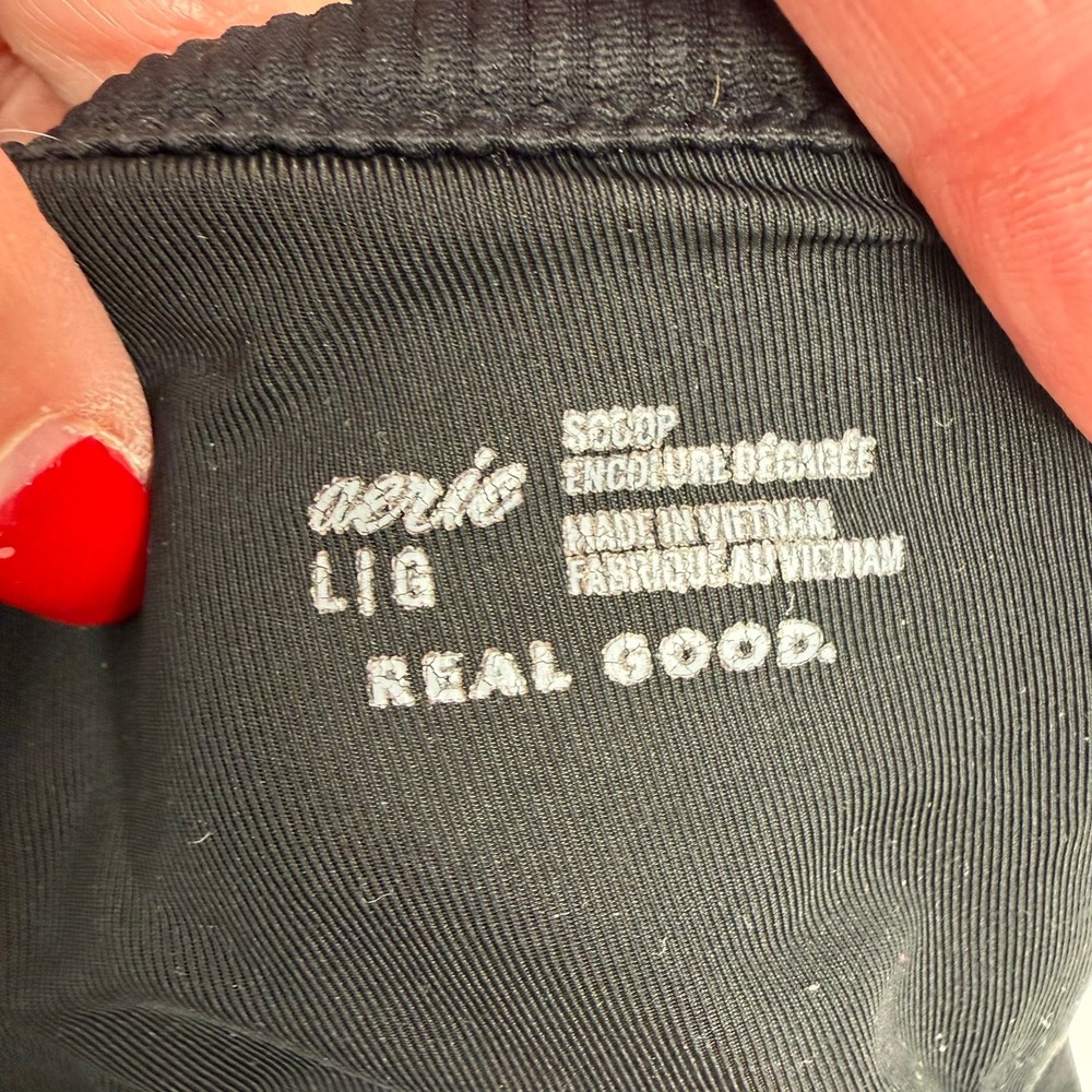 Aerie Sz L Real Good Scoop Neck Ribbed Bralette Black Padded Pullover Seamless - Picture 8 of 12